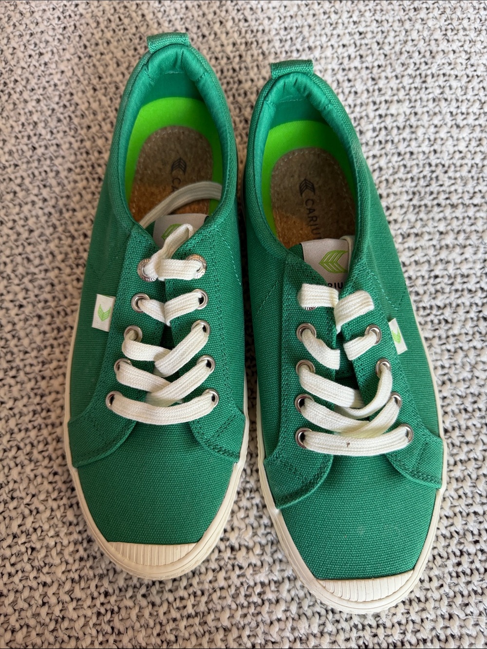 Green Canvas Lace-Up Sneakers